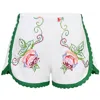 Orsina Cotton Shorts Bright Green Trim Floral Print S