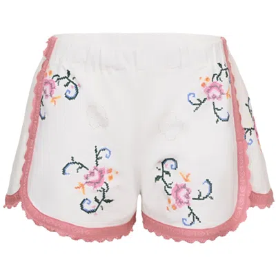 Orsina Cotton Shorts Light Pink Trim Swirls S