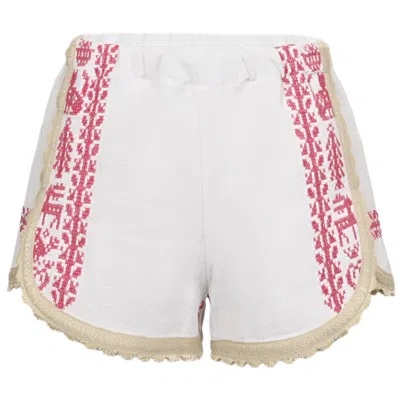 Orsina Cotton Shorts Neutral Base Red Border S