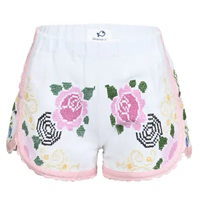 Orsina Cotton Shorts Pastel Pink Trim Floral Xs