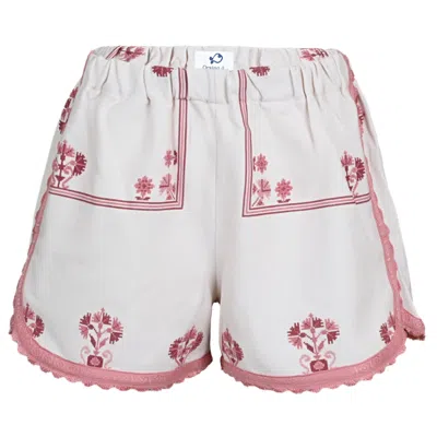 Orsina Cotton Shorts Pink Trim Print L