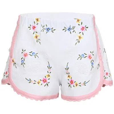 Orsina Cotton Shorts Pink Trim With Lace Detail S