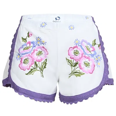 Orsina Cotton Shorts Purple Trim Floral Xs
