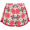 Orsina Cotton Shorts Red &amp; Black Print S