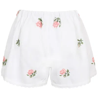 Orsina Cotton Shorts Rose Floral White Base L