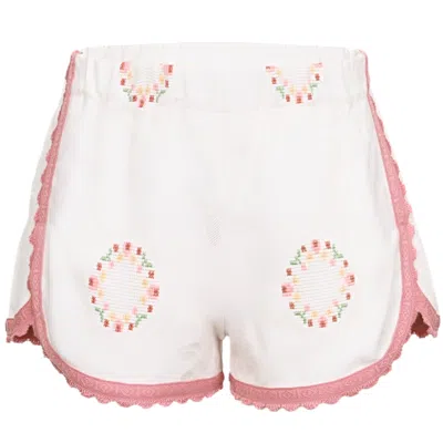 Orsina Cotton Shorts White &amp; Pastel Print S