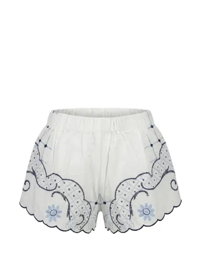 Orsina Hearts Scallop Embroidered Shorts In Neutral
