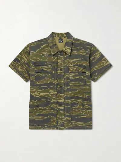 Orslow Camouflage-print Cotton-riptop Shirt In Green