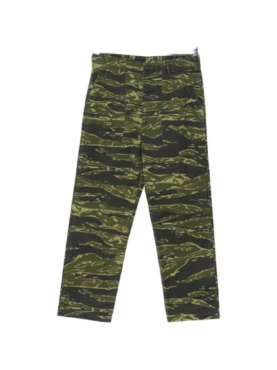 Orslow U.s. Army Fatigue Printed Straight-leg Rip-stop Cotton Trousers In Green