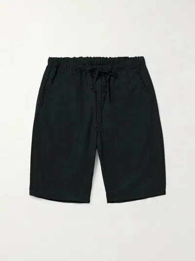 Orslow New Yorker Straight-leg Cotton-ripstop Drawstring Shorts In Black