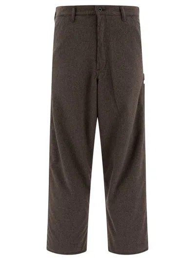Orslow Houndstooth Hammer-loop Trousers In Brown