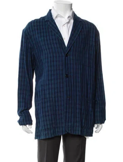 Pre-owned Orslow Plaid Print Overcoat In Blue