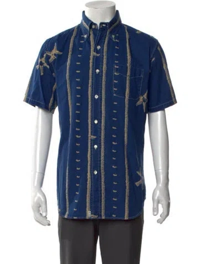 Pre-owned Orslow Printed Short Sleeve Denim Shirt In Blue
