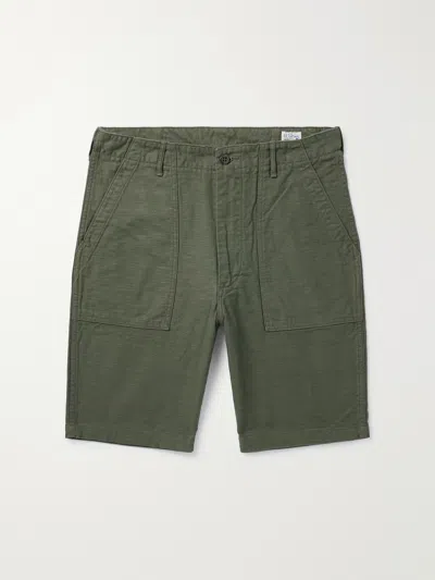 Orslow Slim-fit Straight-leg Cotton Cargo Shorts In Green