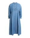 Orslow Woman Midi Dress Blue Size 1 Linen, Cotton In Blue