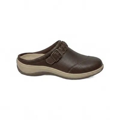 Orthofeet Women's Irma Leather Slip On Comfort Clog In Brown In Multi