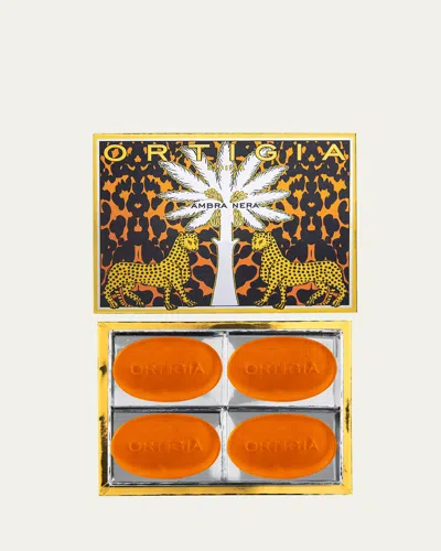Ortigia Ambra Nera Glycerine Bar Soap Box, 4 X 1.4 Oz. In Gold