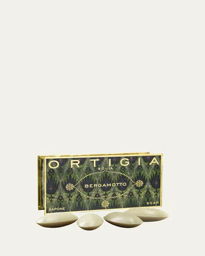 Ortigia Bergamot Olive Oil Soap Box, 4 X 1.4 Oz. In Green