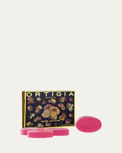 Ortigia Rose Antiche Glycerine Soap Box, 4 X 1.4 Oz. In Black