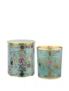 Ortigia Sicilia Florio Decorated Medium Candle (10cm X 12.5cm) In Blue