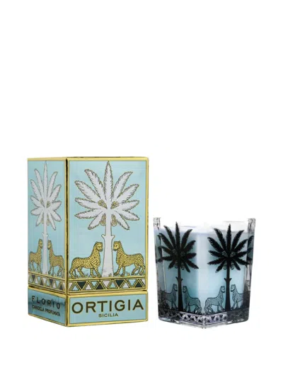Ortigia Sicilia Florio Large Square-shape Candle (9.5cm X 7cm) In Blue