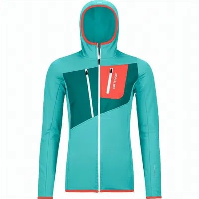 Ortovox Fitted Long-sleeve Hooded Top With Color-block Design In Green