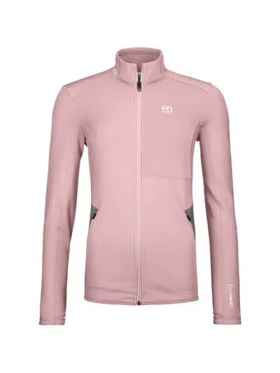 Ortovox Fleece-back Zip-up Fitted Jacket In Pink