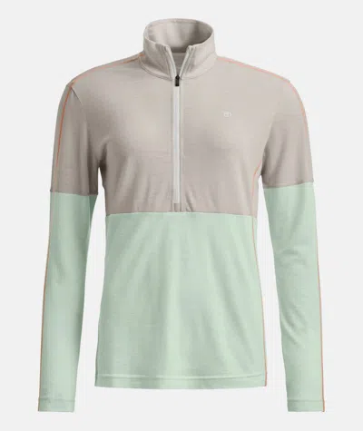 Ortovox Women's 185 Rock N Wool Zip Neck Sweatshirt In White Tea In Multi