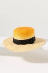 Ortus Lulo Flat-brim Straw Boater In Orange