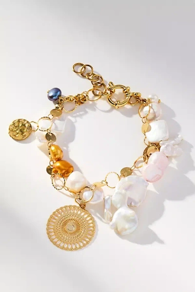 Ortus Stellar Pearl Layered Charm Bracelet In Gold