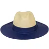 Ortus Women's Blue / Neutrals Garcia Colour Block Straw Panama Hat - Blue, Neutrals In Blue