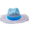 Ortus Women's Blue / Purple Arandano Straw Panama Hat - Blue And Purple In Blue