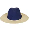 Ortus Women's Neutrals / Blue Ortiz Colour Block Straw Panama Hat - Blue, Neutrals In Blue