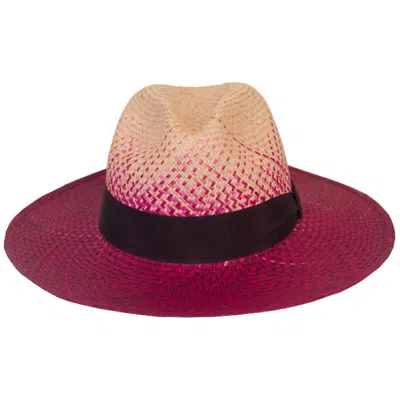 Ortus Women's Pink / Purple Flores Straw Panama Hat - Pink & Purple In Red