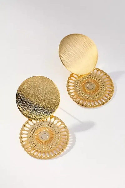 Ortus Yaa Double Circle Drop Earrings In Gold