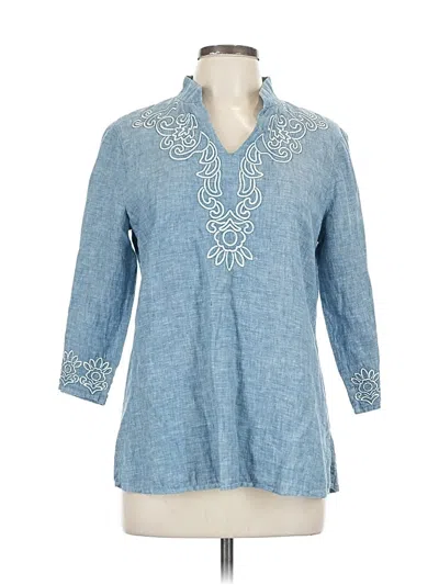 Pre-owned Orvis 3/4 Sleeve Blouse In Blue