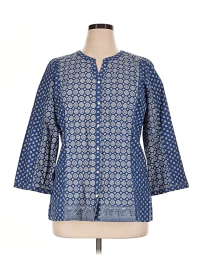 Pre-owned Orvis 3/4 Sleeve Blouse In Blue