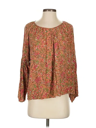 Pre-owned Orvis 3/4 Sleeve Blouse In Brown