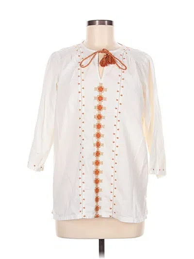 Pre-owned Orvis 3/4 Sleeve Blouse In White