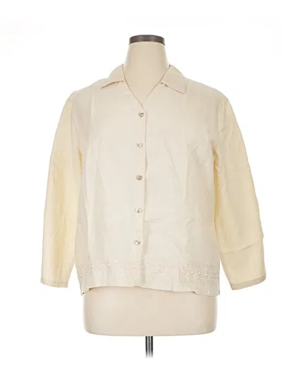 Pre-owned Orvis 3/4 Sleeve Button Down Shirt In Ivory