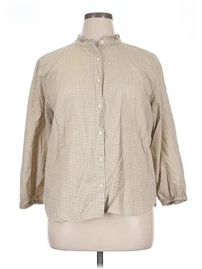Pre-owned Orvis 3/4 Sleeve Button Down Shirt In Tan