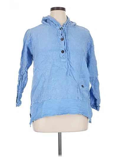 Pre-owned Orvis 3/4 Sleeve Top Blue Cowl Neck Tops
