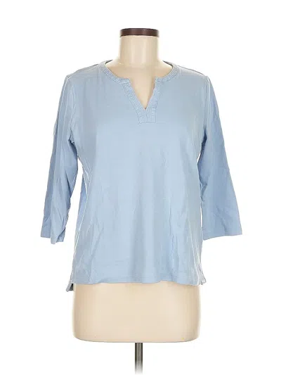 Pre-owned Orvis 3/4 Sleeve Top Blue Keyhole Neckline Tops
