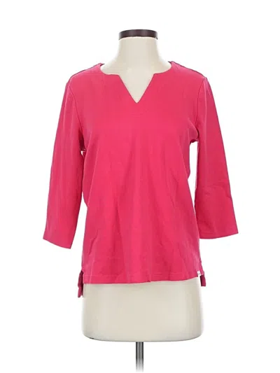 Pre-owned Orvis 3/4 Sleeve Top Pink V-neck Tops