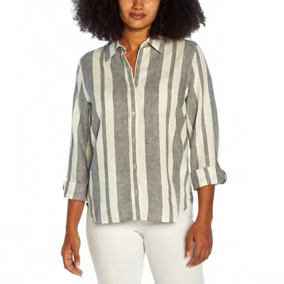 Orvis Linen Blend Shirt In Island Stripe In Grey