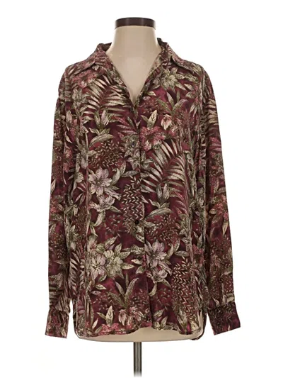 Pre-owned Orvis Long Sleeve Blouse In Burgundy