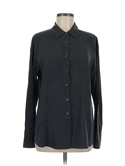 Pre-owned Orvis Long Sleeve Silk Top Black Mock Neckline Tops
