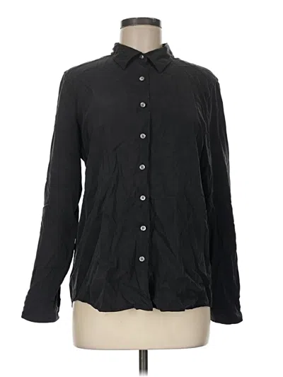 Pre-owned Orvis Long Sleeve Silk Top Black Mock Neckline Tops