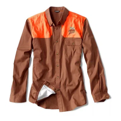 Orvis Men's  Quail Forever Midweight Shooting Long Sleeve Button Up Shirt In Brown