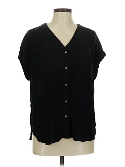 Pre-owned Orvis Short Sleeve Blouse In Black